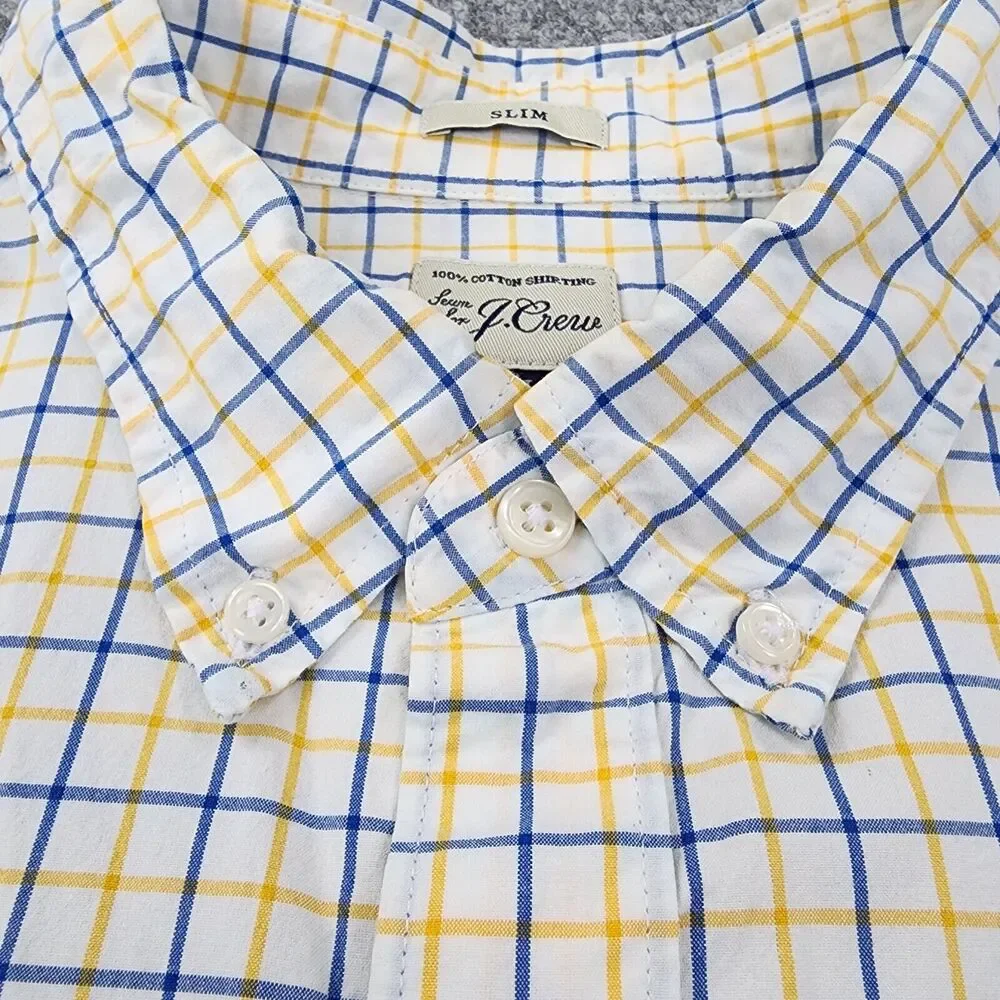 J Crew Shirt Mens Slim XL Gingham Plaid Long Sleeve Casual Button Down Preppy